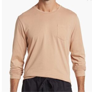Abound Tan Long Sleeved Crew Neck Pocket Tee Minimalist Neutral Basic Size XL
